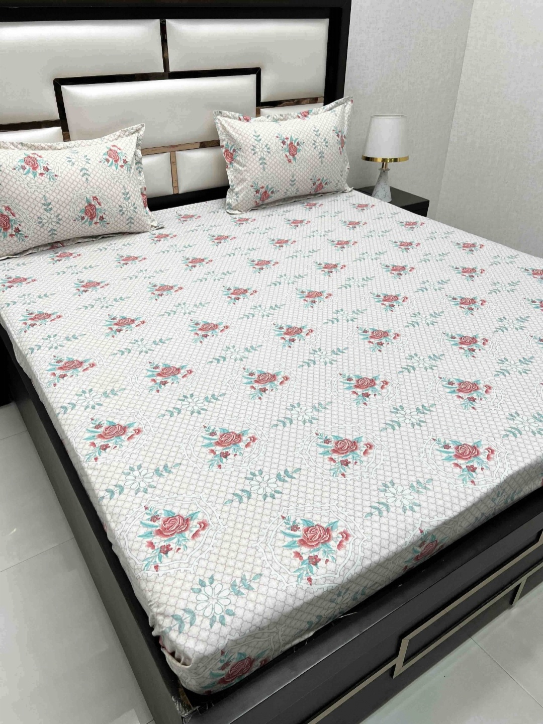 

Velar Fur Sib White Printed Pure Cotton 300 TC King Bedsheet Set 2.74 x 2.74 m