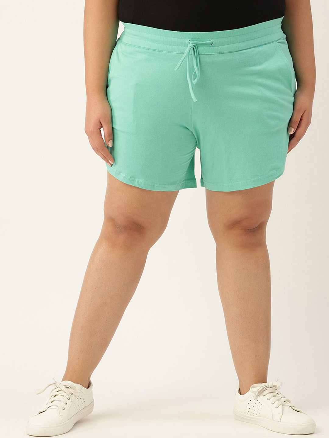 

theRebelinme Women High-Rise Shorts, Sea green