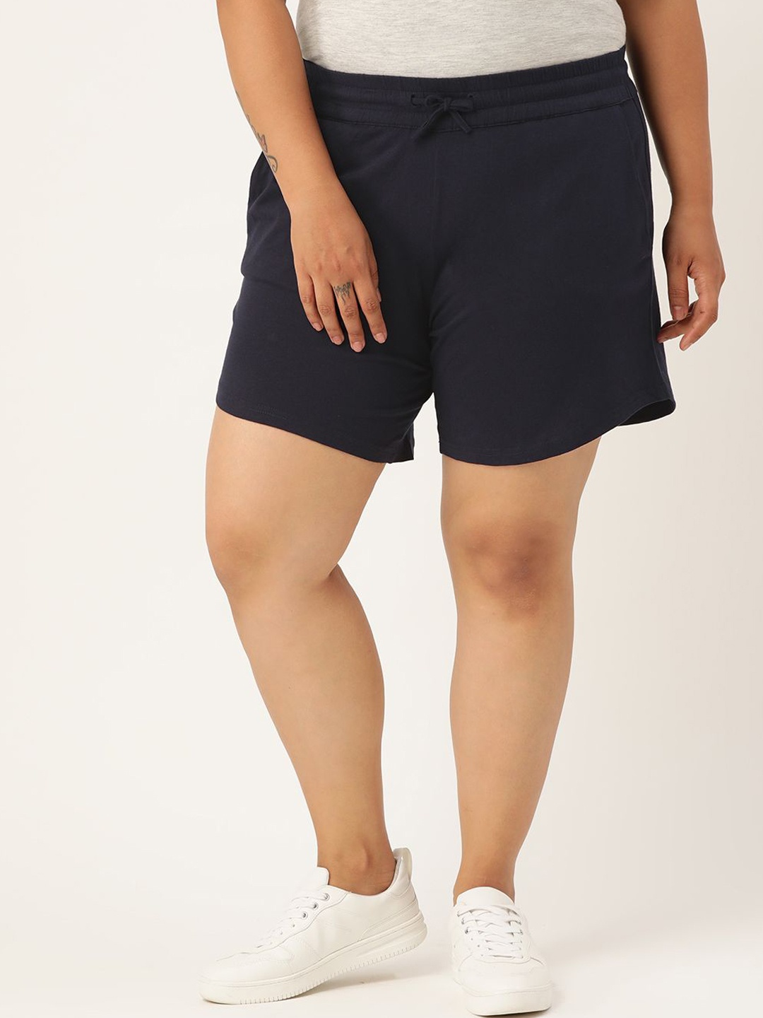 

theRebelinme Women High-Rise Shorts, Navy blue