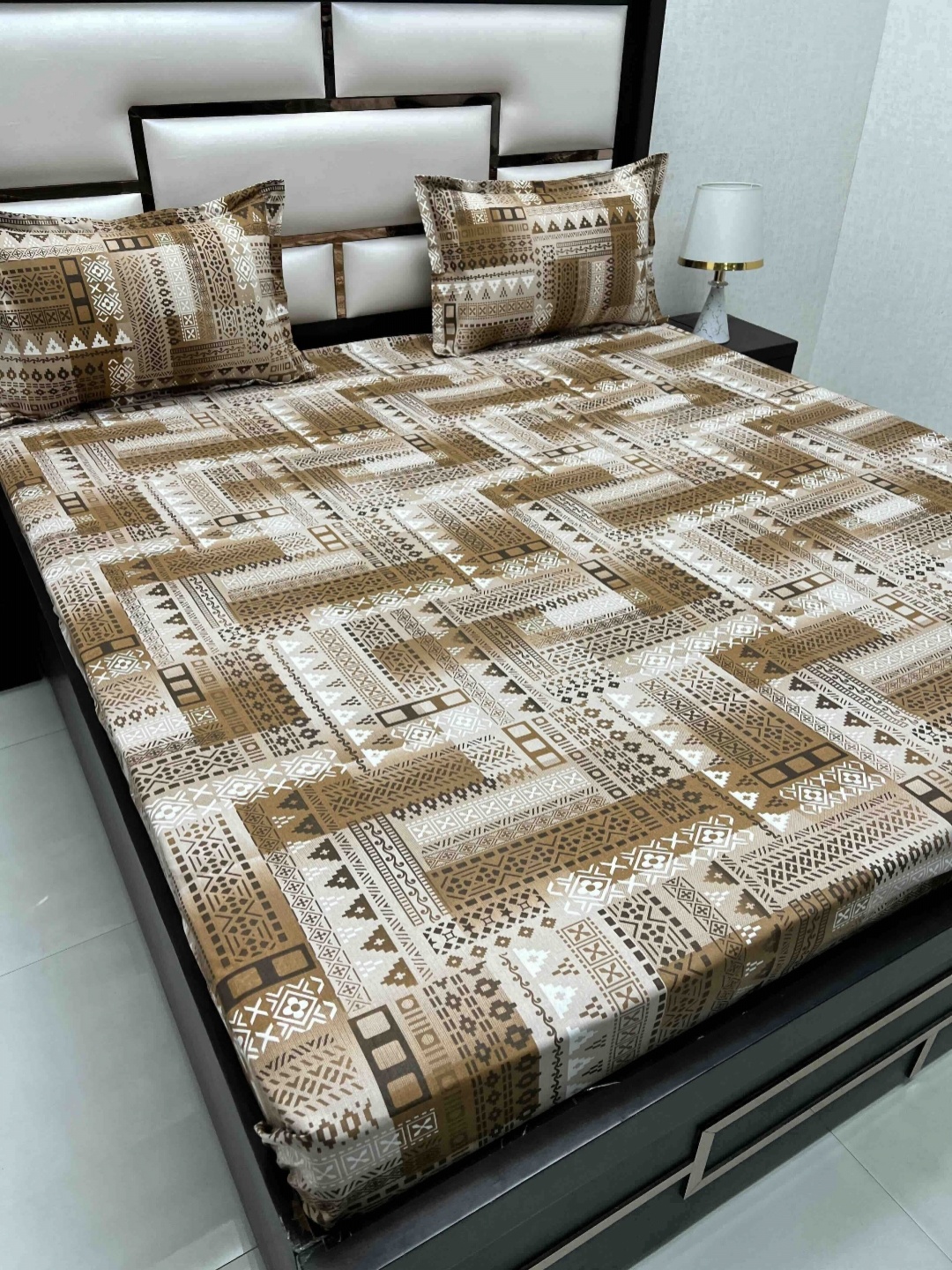 

Pure Decor Velar Fur Sib Brown Printed Pure Cotton 260 TC King Bedsheet Set 2.74 x 2.74 m