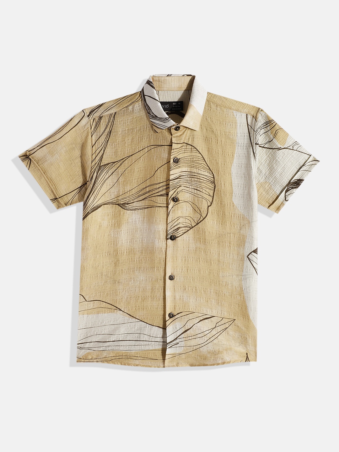 

CAVIO Boys Comfort Abstract Printed Casual Shirt, Khaki