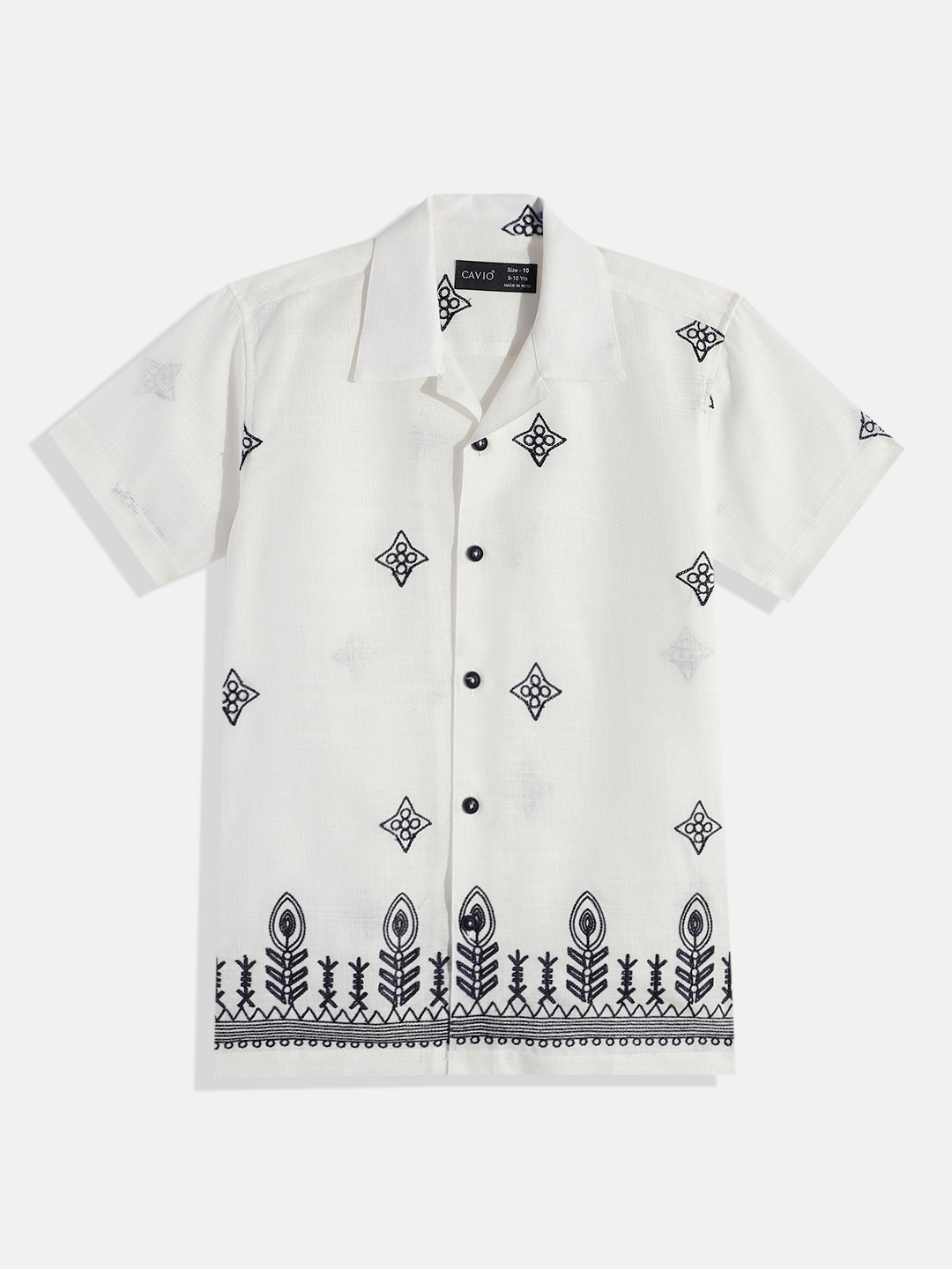 

CAVIO Boys Comfort Embroidered Wrinkle Free Pure Cotton Casual Shirt, White