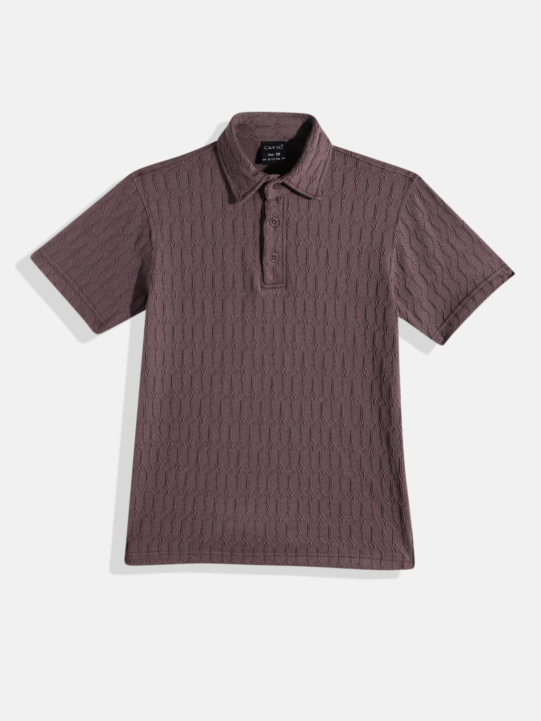 

CAVIO Boys Textured Polo Collar T-shirt, Mauve