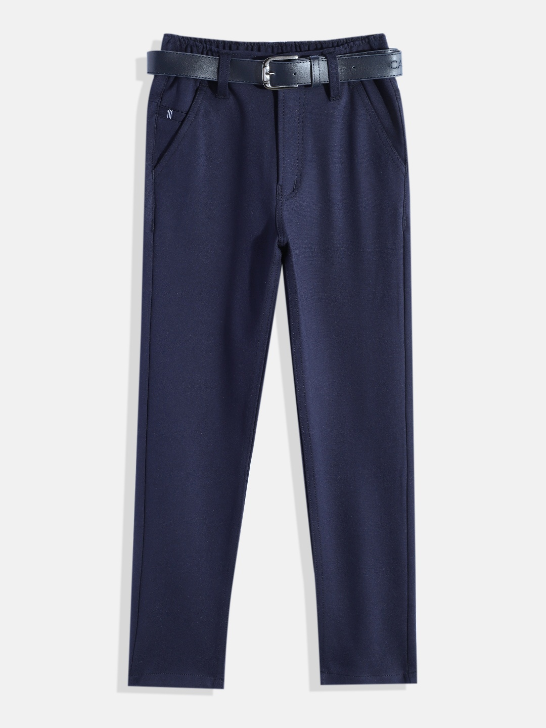 

CAVIO Boys Wrinkle Free Chambray Trousers With Belt, Navy blue