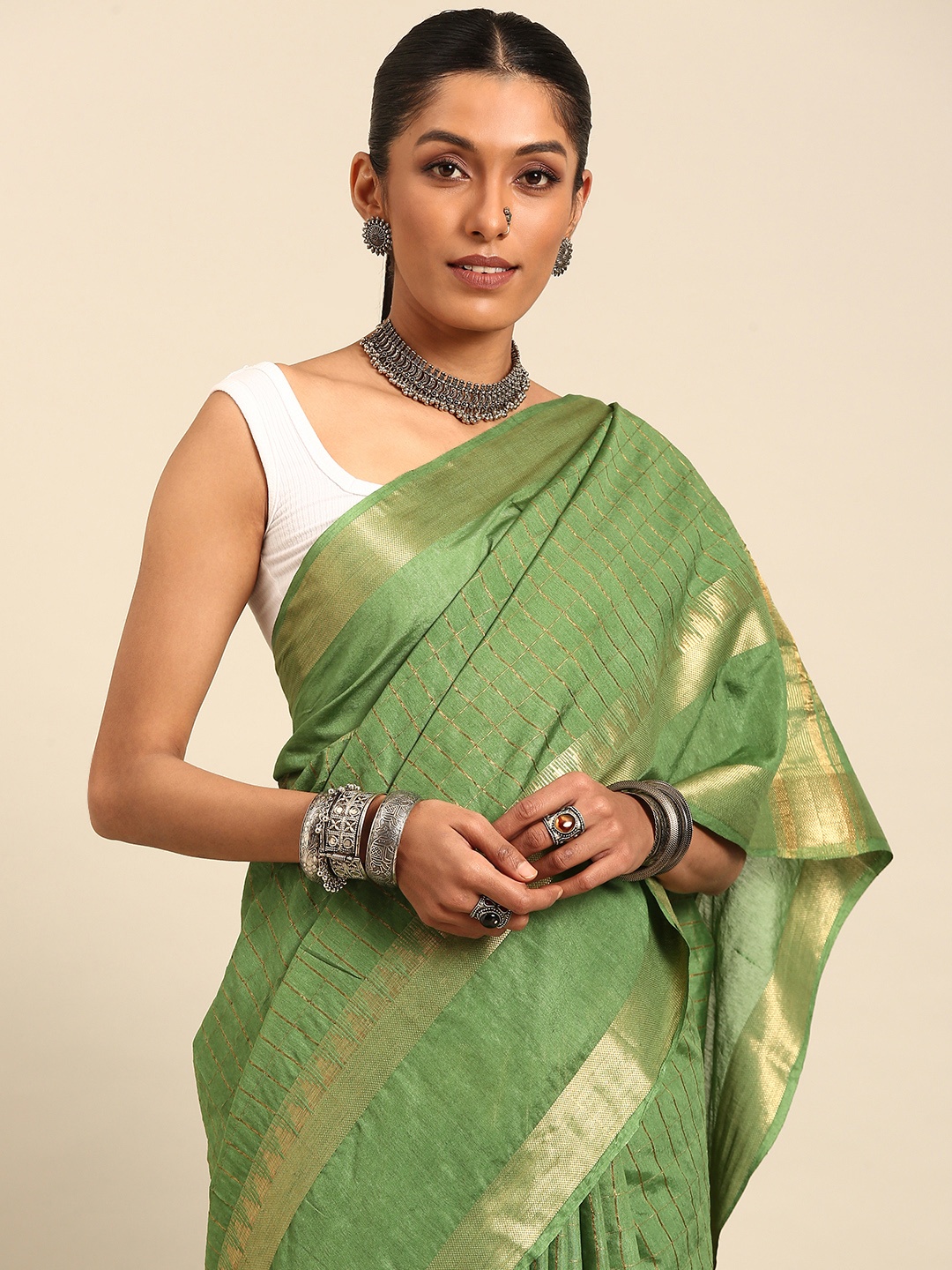 

Taavi Woven Design Saree, Green