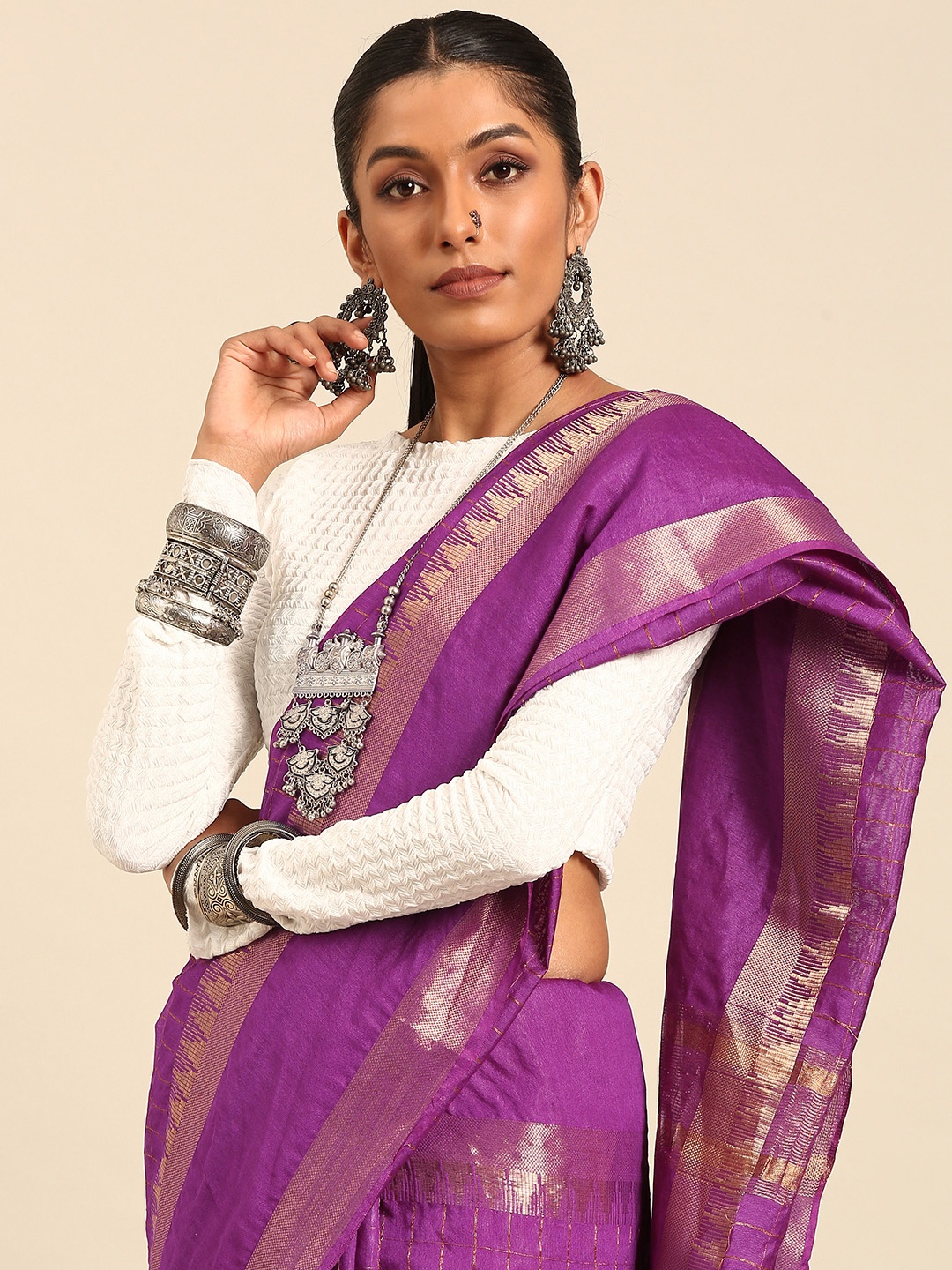 

Taavi Woven Design Saree, Purple