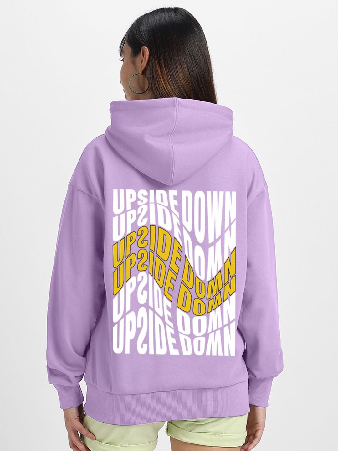 

JUNEBERRY Women Printed Hooded Sweatshirt, Purple