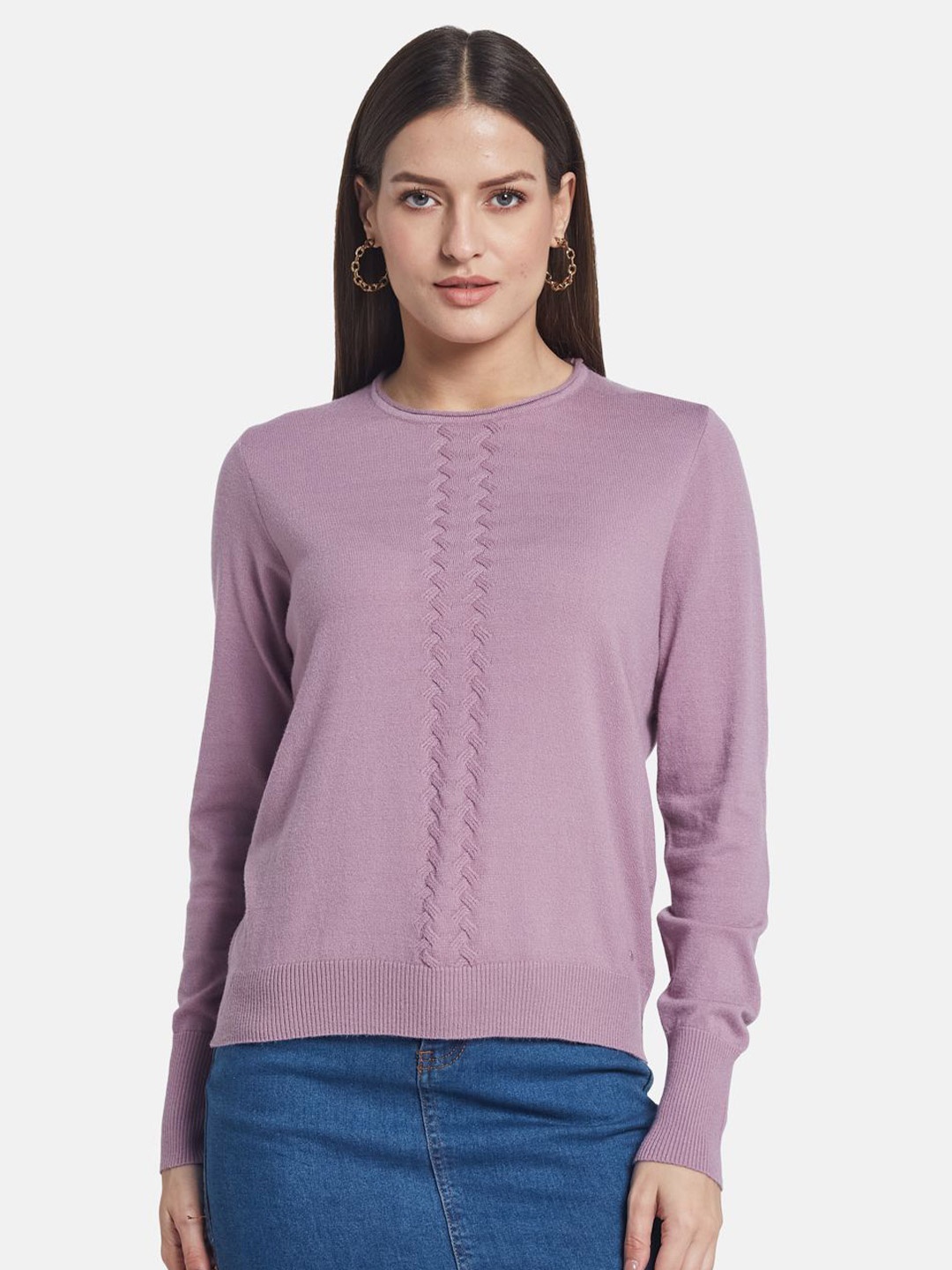 

METTLE Women Chevron Pullover, Mauve