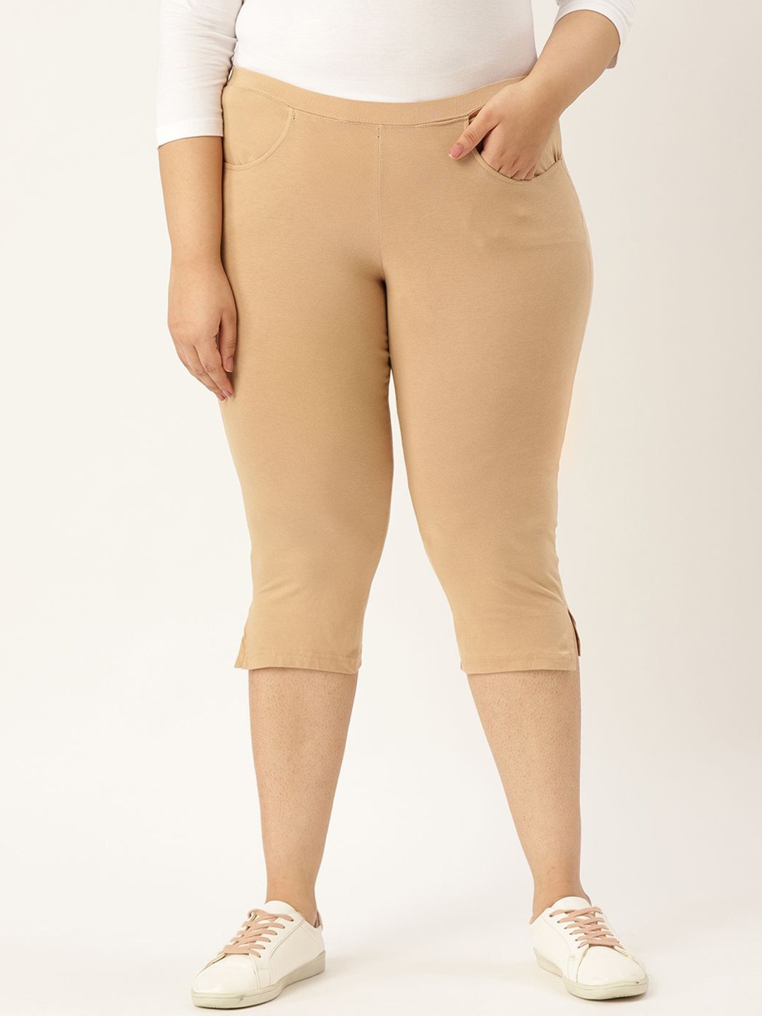 

theRebelinme Women Capris, Beige