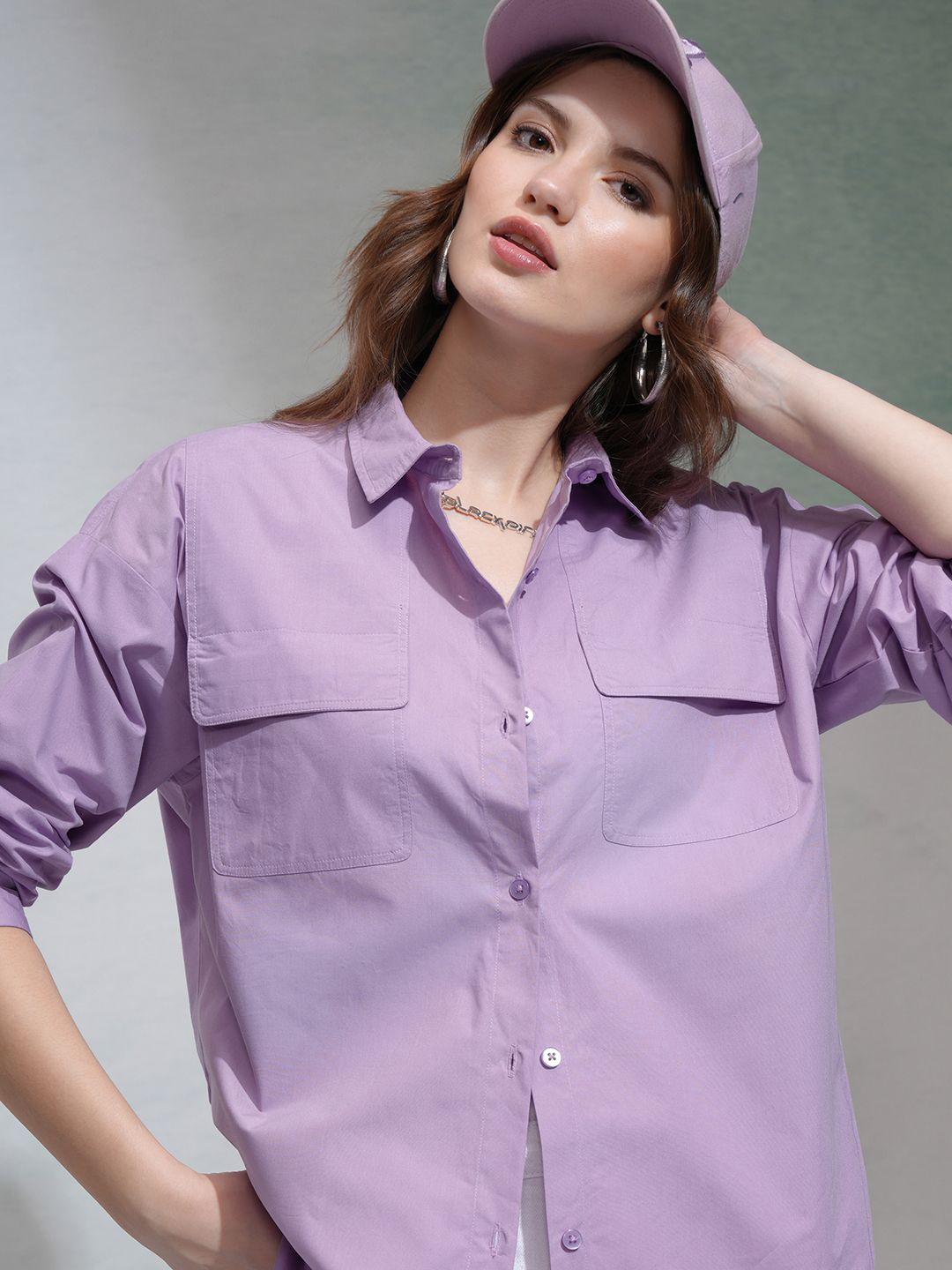 

Tokyo Talkies Women Solid Relaxed Fit Shirt, Lavender