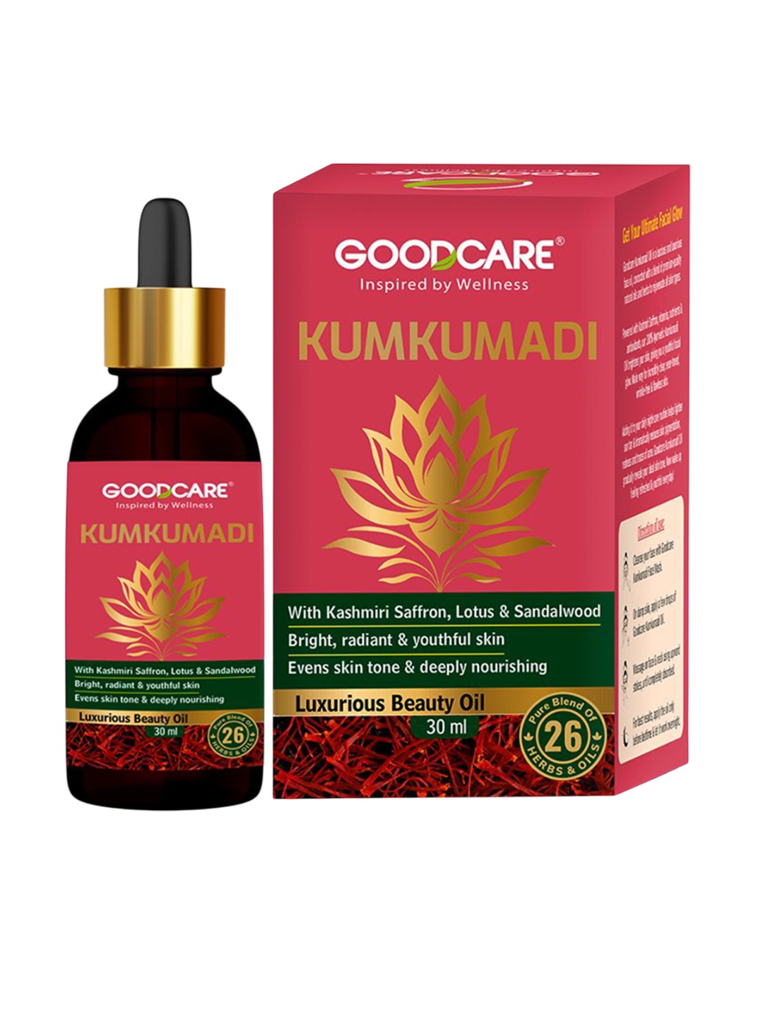 

GOODCARE Kumkumadi Face Oil With Kashmiri Saffron & Lotus - 30 ml, Yellow