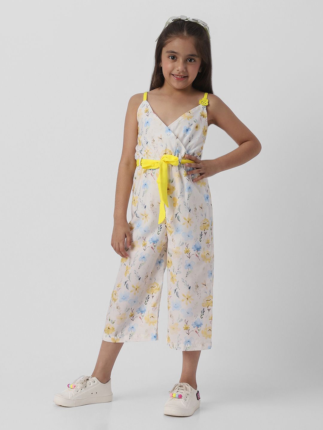 

Nauti Nati Girls Printed Basic Jumpsuit, White