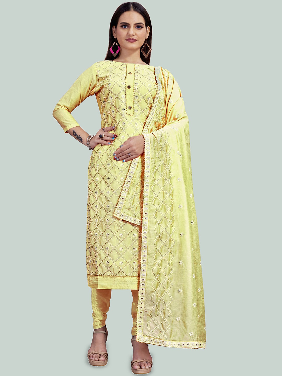 

Maroosh Embroidered Unstitched Dress Material, Yellow