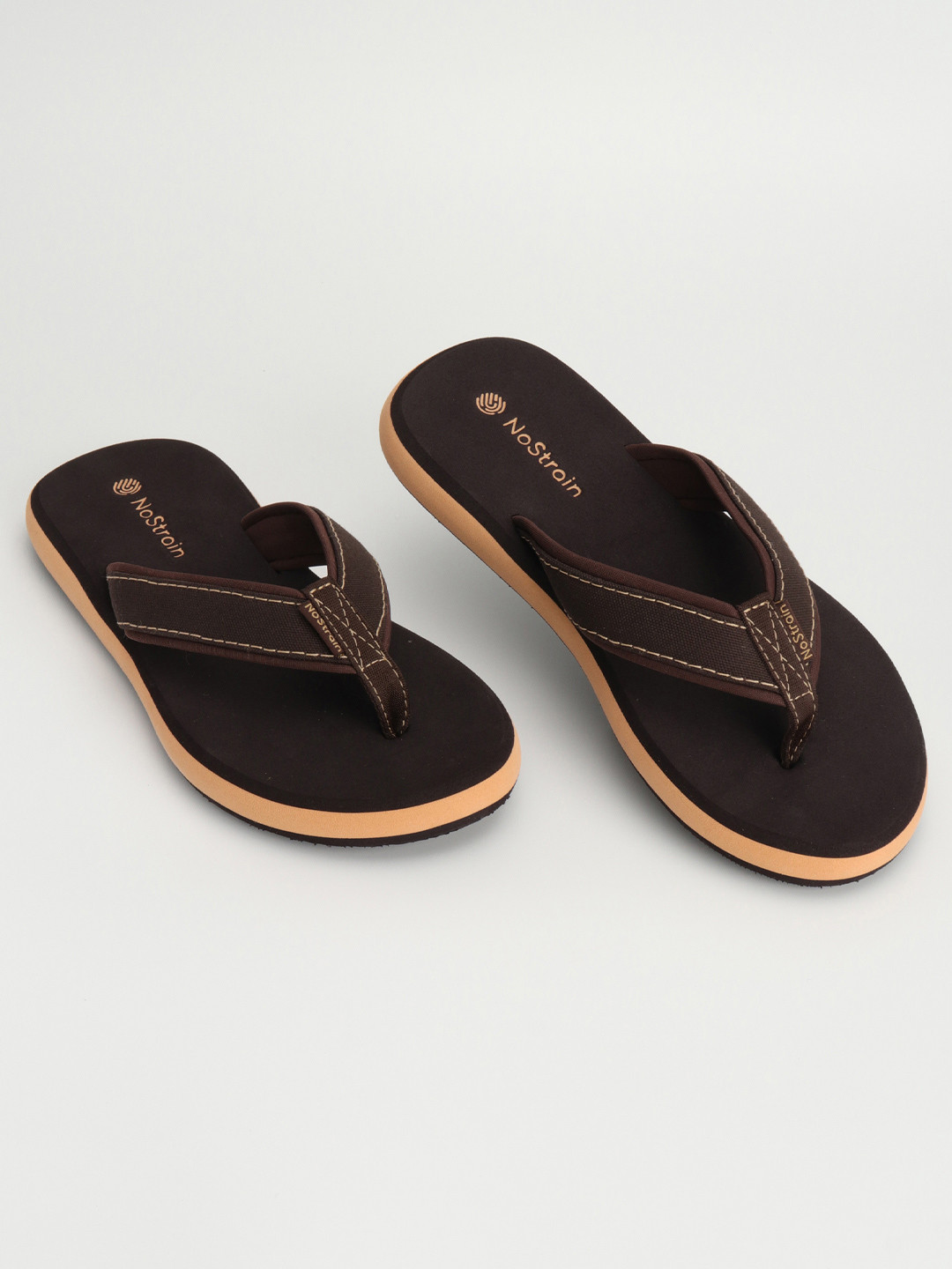 

NoStrain Men Canvas Slippers, Brown