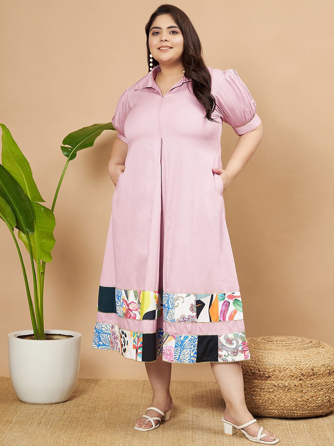 

MOOBA Applique Fit & Flare Maxi Dress, Pink