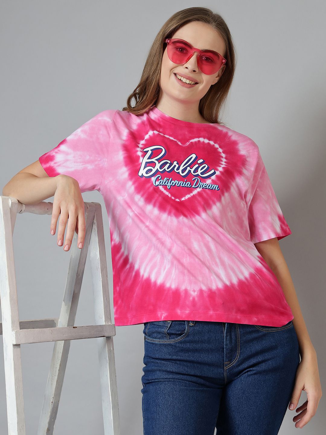 

Free Authority Women Typography Printed Round Neck Cotton Barbie T-shirt, Pink