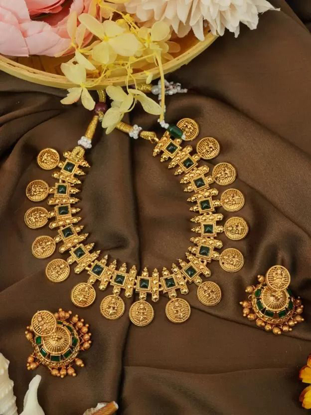 

TONOLIKA Gold-Plated Stone Studded Jewellery Set