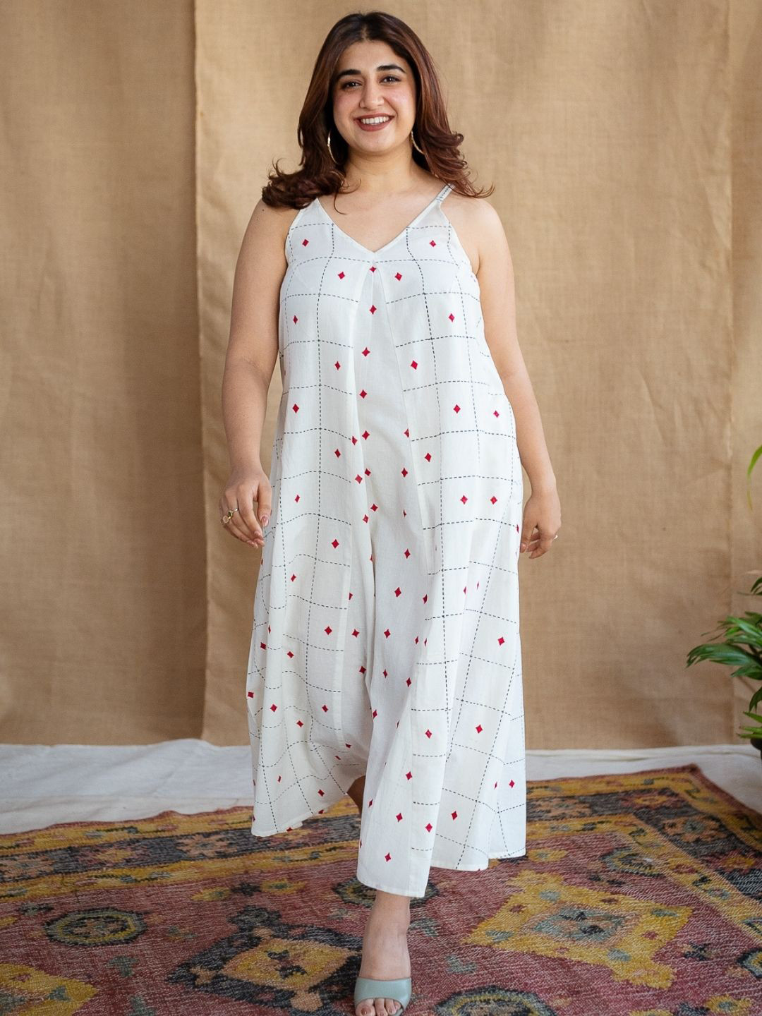 

THE INDIAN ETHNIC CO Print A-Line Maxi Dress, White
