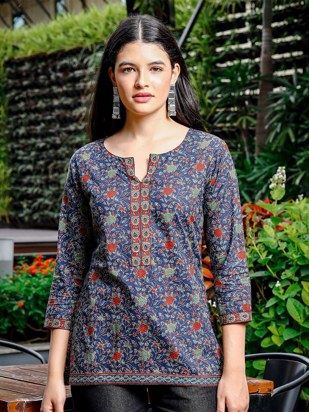 

Yufta Print Cotton Top, Blue