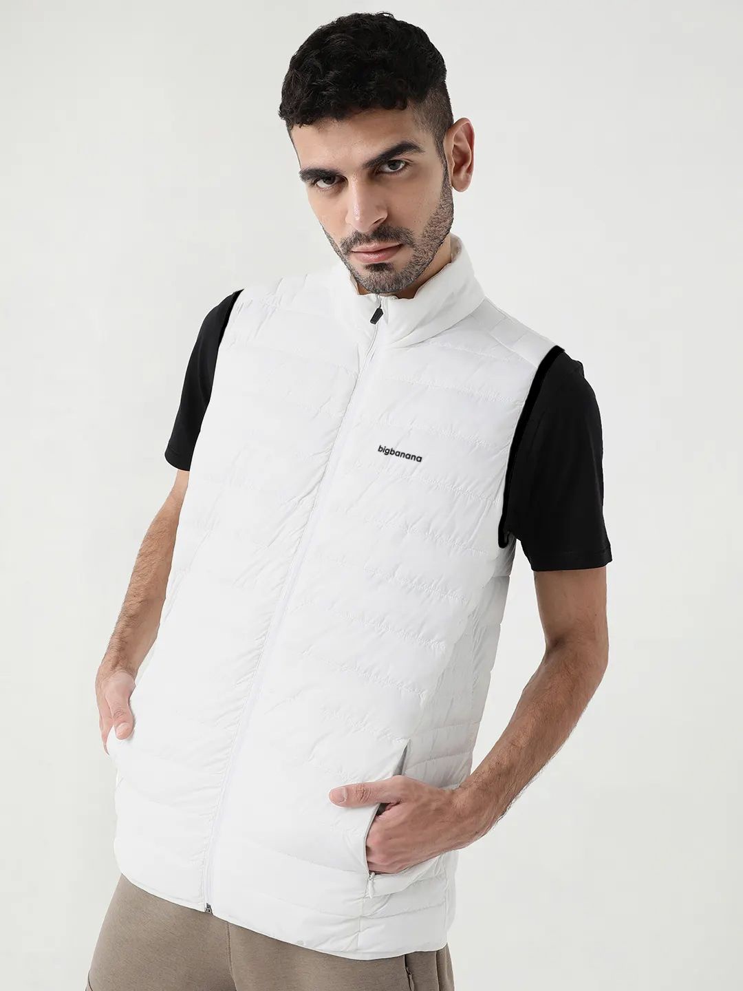 

bigbanana Men Lightweight Bomber Jacket, White