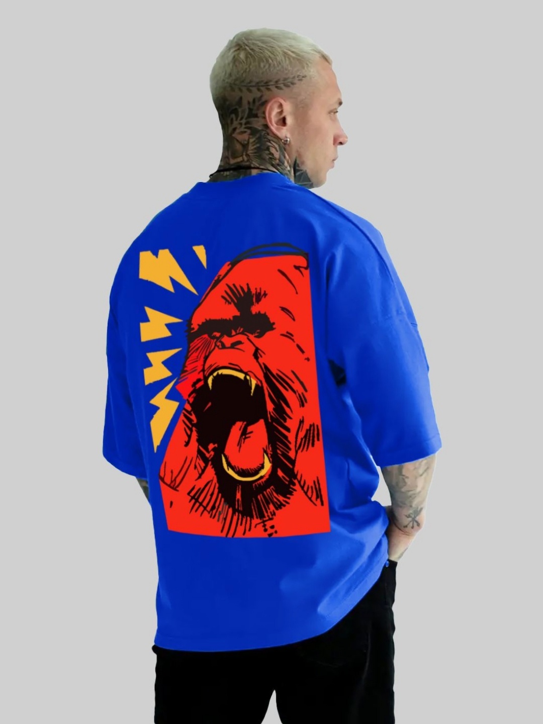 

Leotude Men Graphic Printed Round Neck Cotton Relaxed Fit T-shirt, Blue