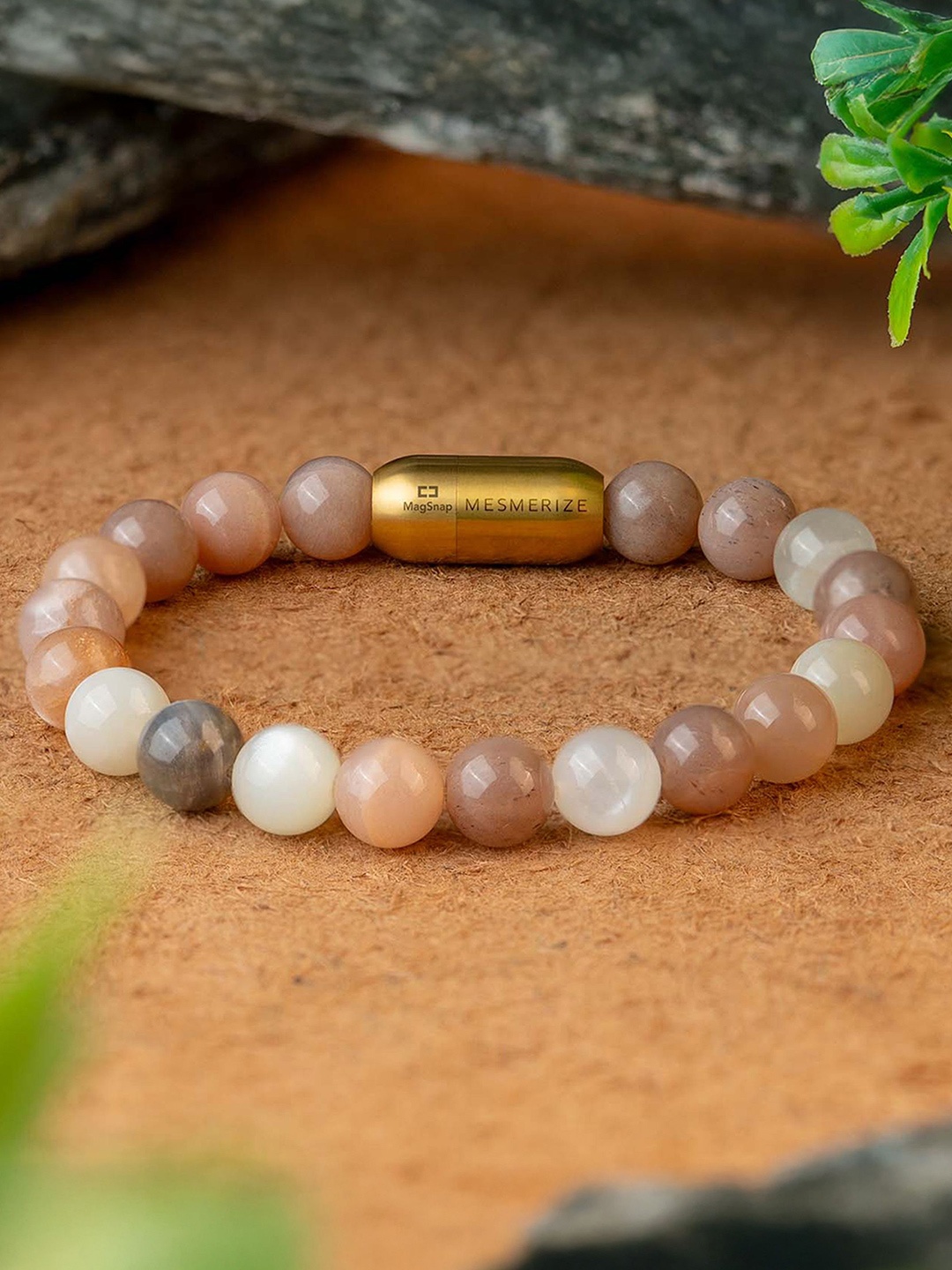 

Mesmerize Unisex Stainless Steel Calming Moon Elasticated Bracelet, Gold