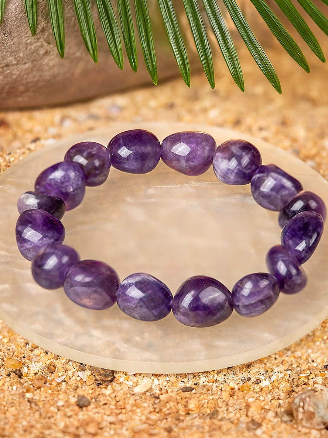 

Mesmerize Amethyst Stone Elastic Bracelet, Purple