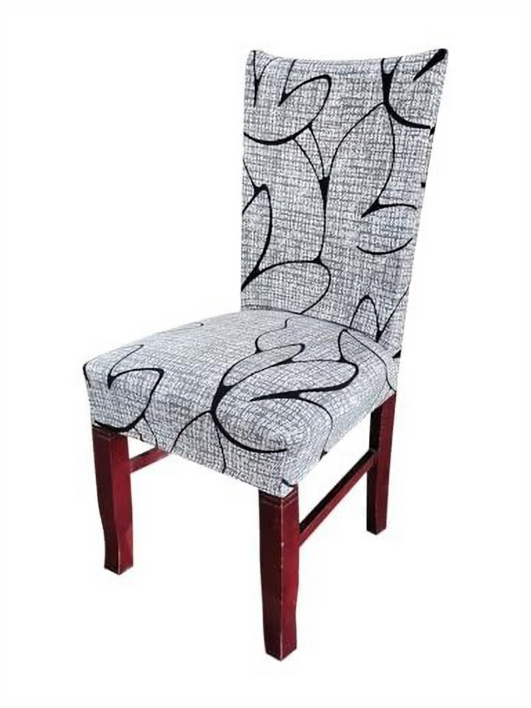

HOUSE OF QUIRK Grey & White Floral Printed Stretch Removable Washable Chair Cover