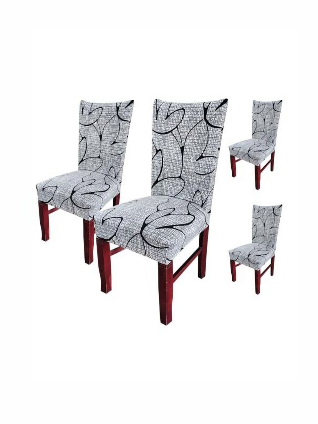 

HOUSE OF QUIRK Grey 4 Pieces Floral Printed Removable Washable Chair Covers
