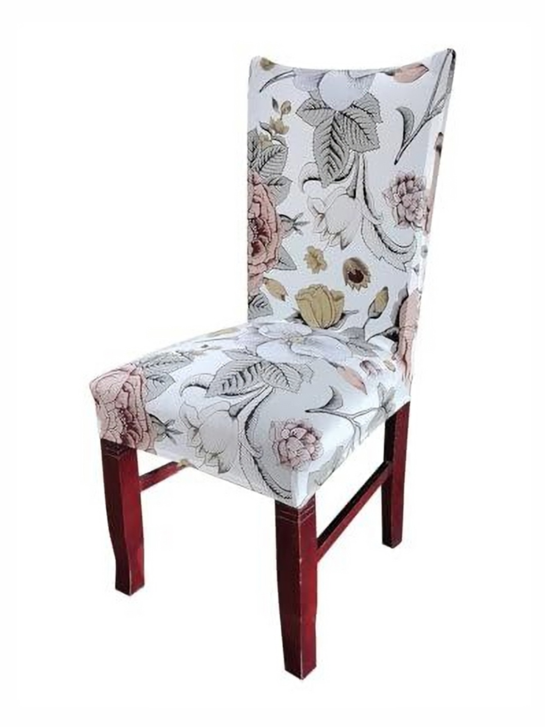 

HOUSE OF QUIRK White & Beige Floral Printed Stretchable Chair Cover