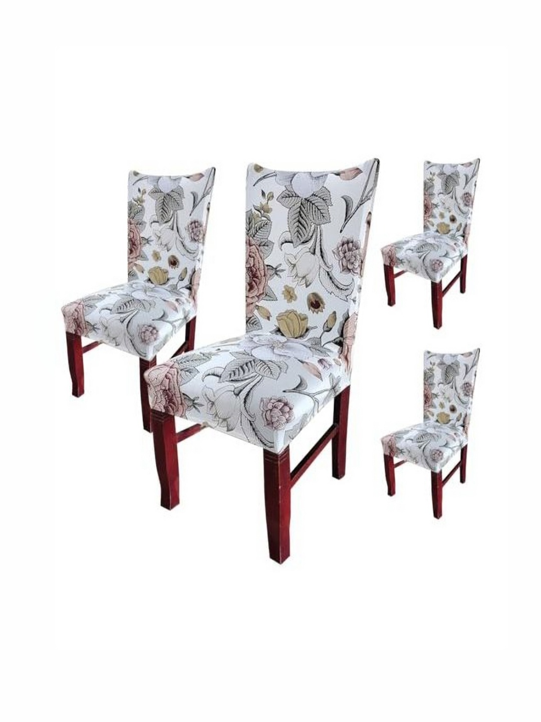 

HOUSE OF QUIRK White and Beige Floral Printed Stretchable Chair Covers