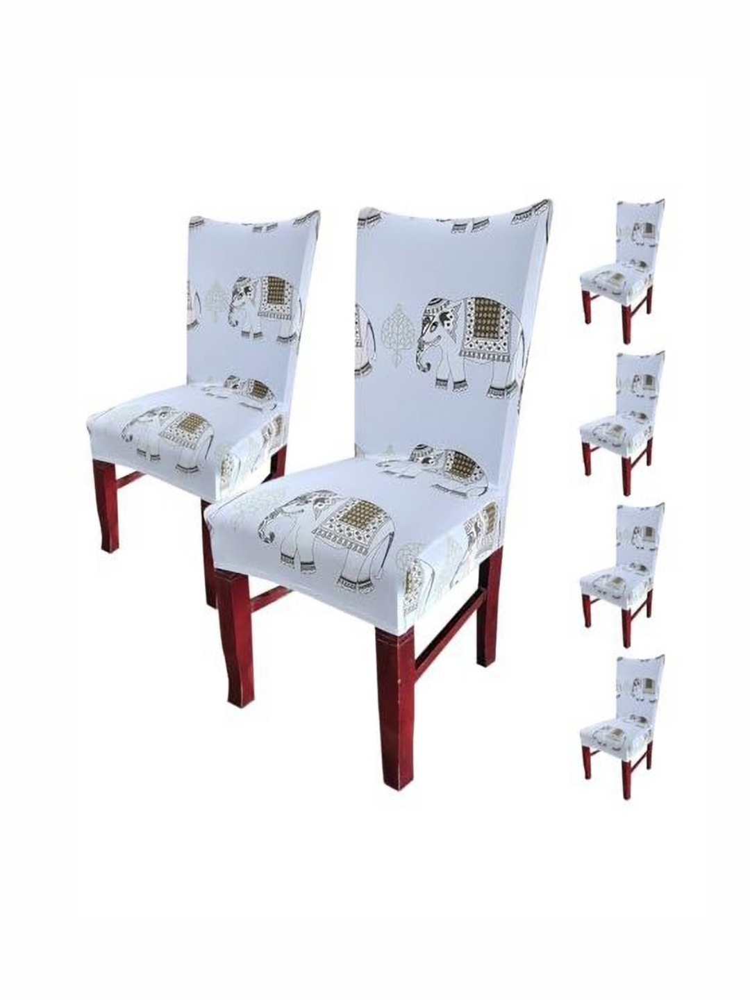

HOUSE OF QUIRK Grey 6 Pieces Ethnic Motifs Printed Stretchable Chair Covers