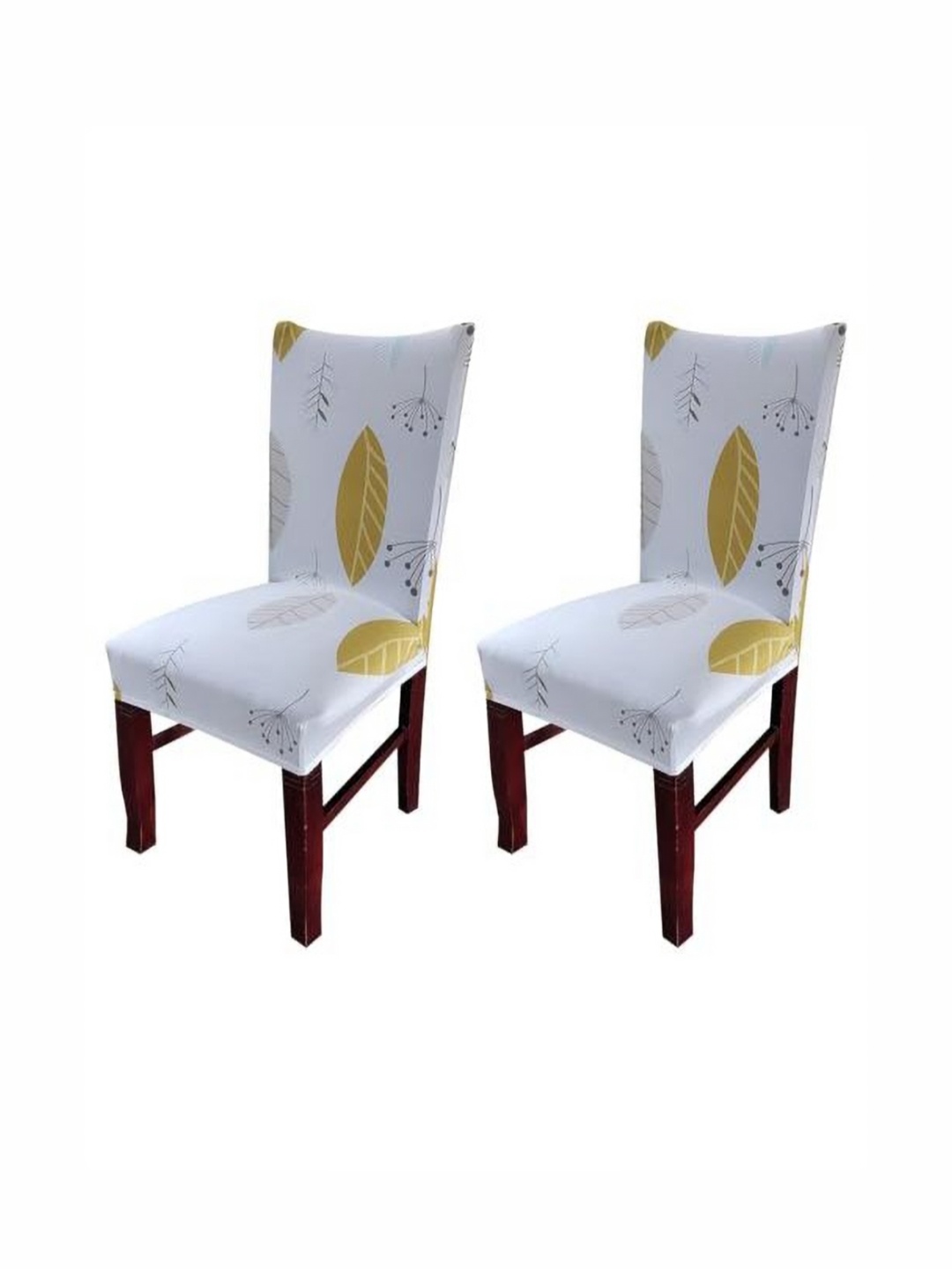 

HOUSE OF QUIRK White & Yellow 2 Pieces Floral Printed Stretchable Chair Covers