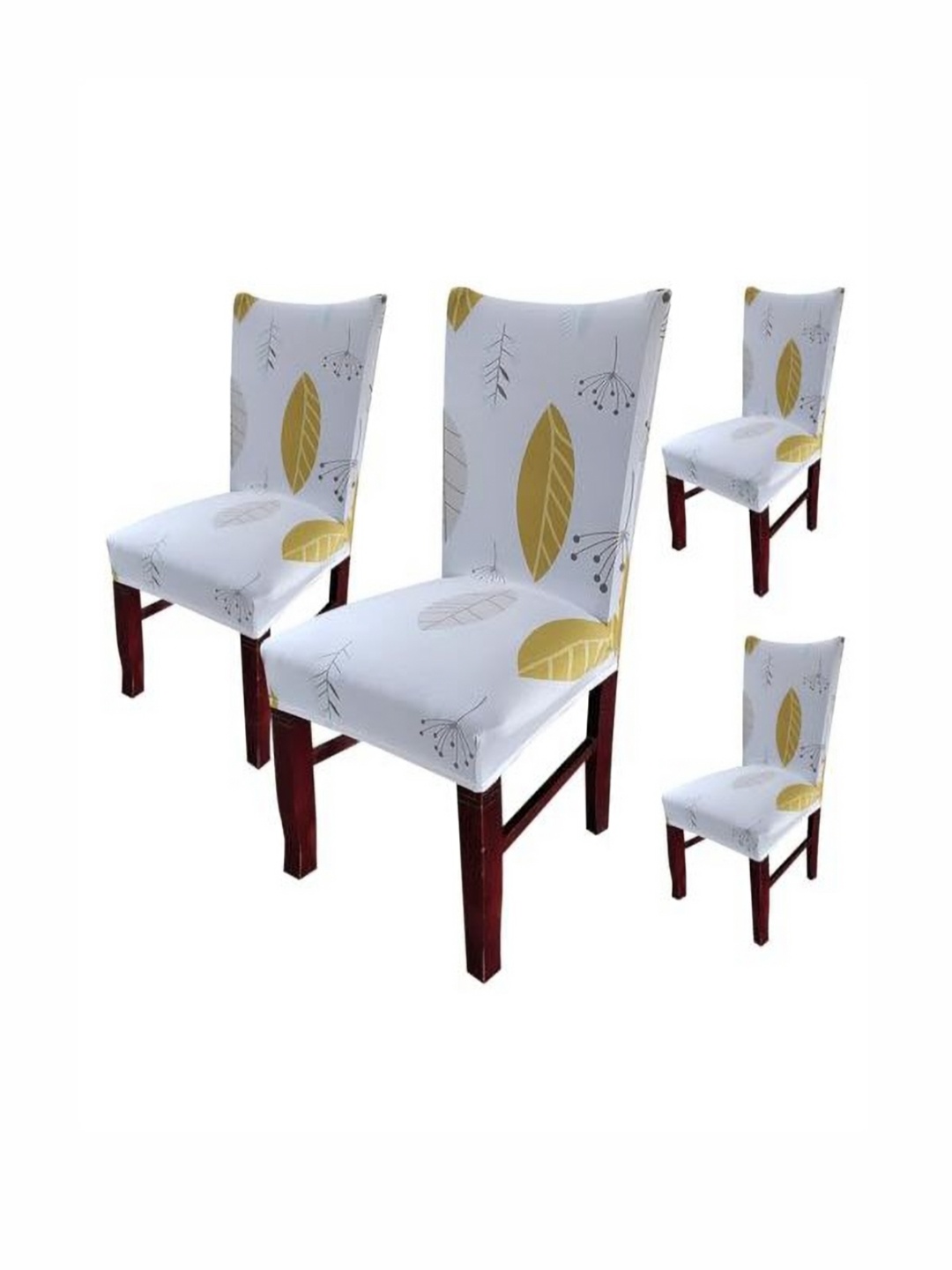 

HOUSE OF QUIRK Yellow & White 4 Pieces Floral Printed Stretchable Chair Covers
