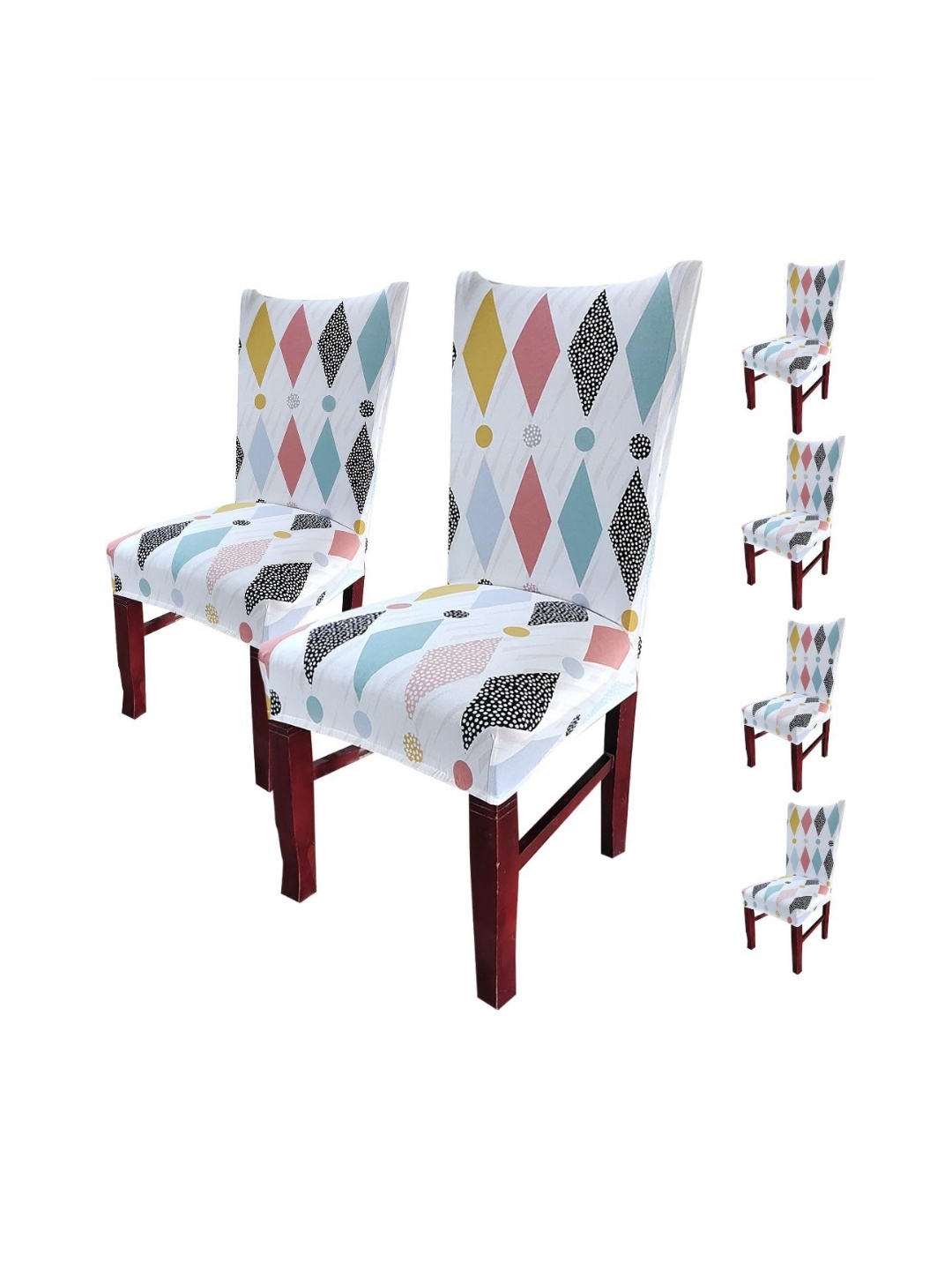 

HOUSE OF QUIRK White & Blue 6 Pieces Floral Printed Stretchable Chair Covers