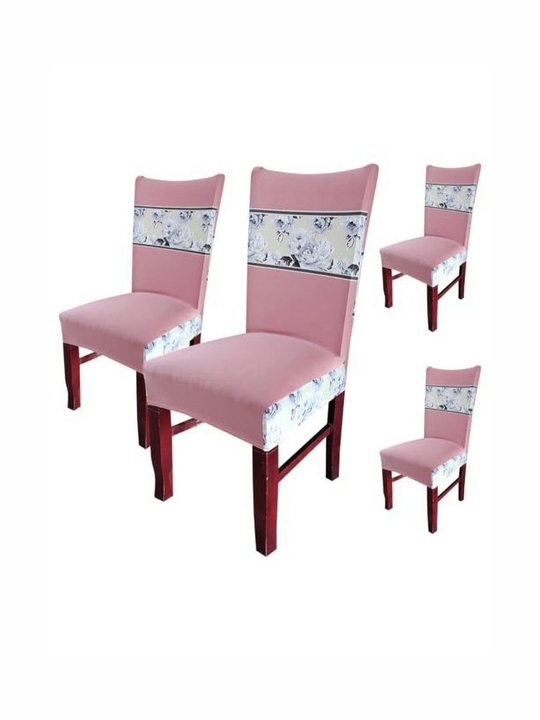

HOUSE OF QUIRK Peach-Coloured 4 Pcs Floral Printed Removable Washable Chair Covers