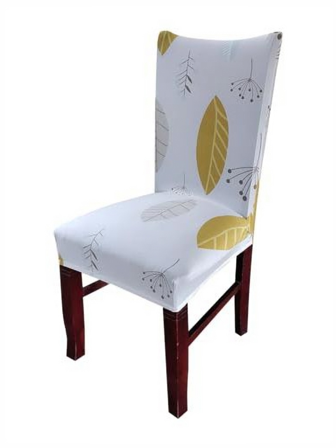 

HOUSE OF QUIRK Yellow & White Floral Printed Stretchable Dining Chair Cover