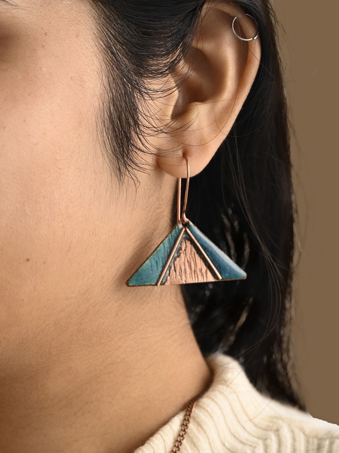 

Ekibeki Triangular Drop Earrings, Blue