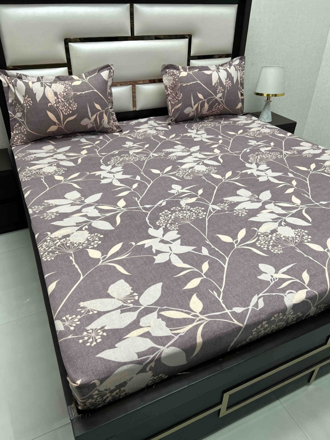 

Velar Fur Sib Purple Printed Pure Cotton 250 TC King Bedsheet Set 2.74 x 2.74 m