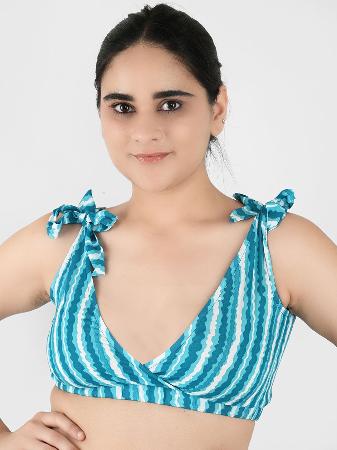 

Blissence Print Crop Top, Blue