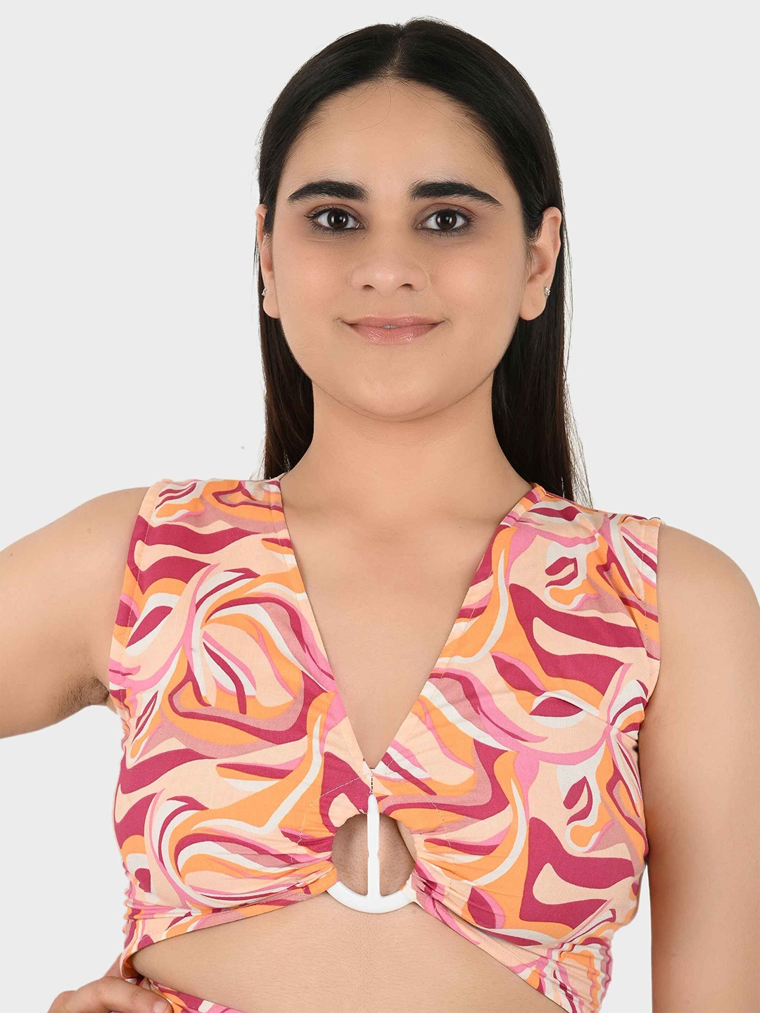 

Blissence Print Crop Top, Peach
