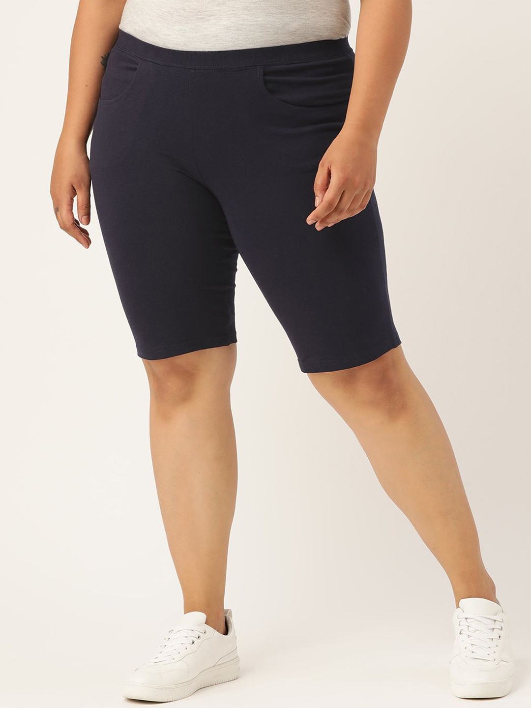 

theRebelinme Women High-Rise Hot Pants Shorts, Navy blue