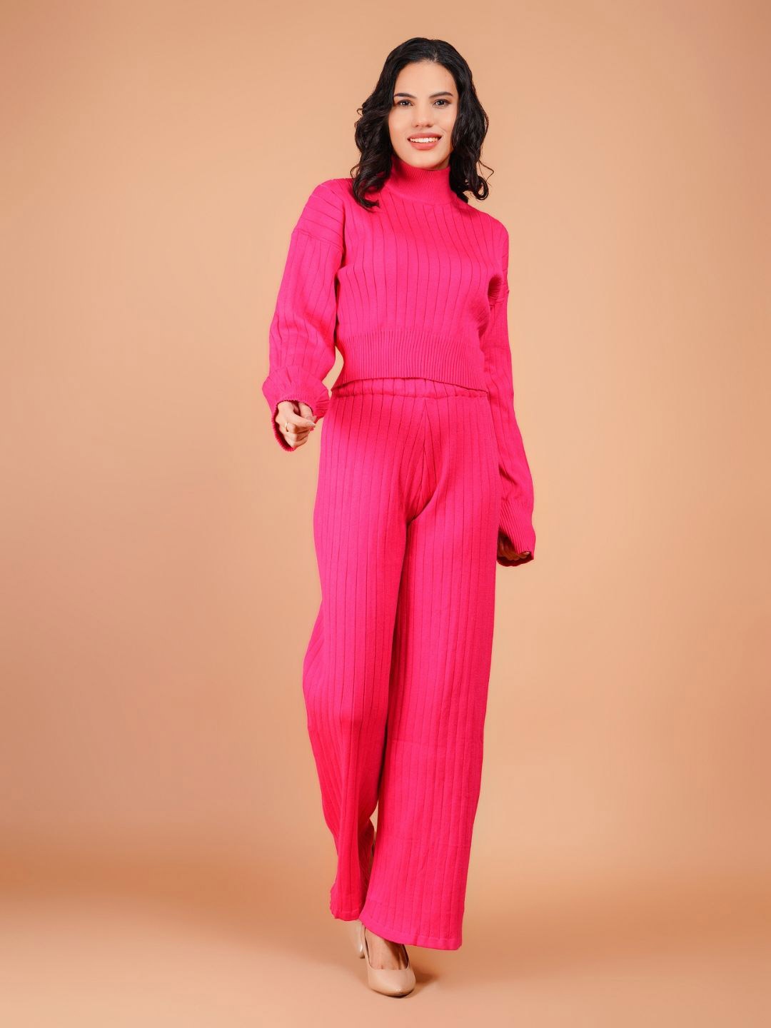 

Boholyfe The Raspberry Rush High Neck Top With Trousers Co-Ords, Pink