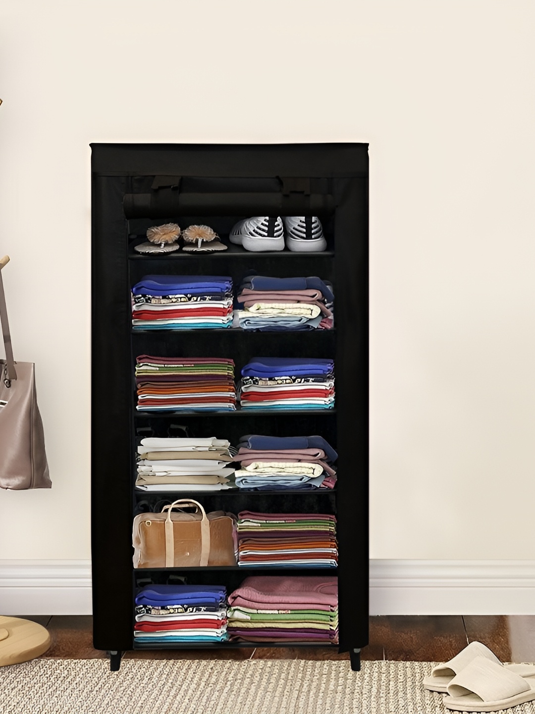 

Urban Choice Black Waterproof 6 Layered Wardrobe