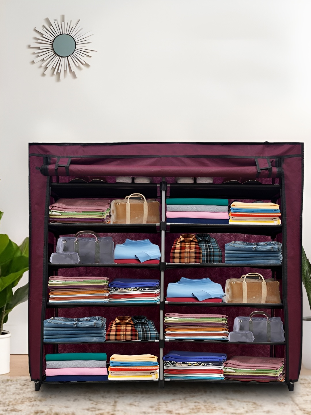 

Urban Choice Maroon Waterproof 12 Layered Wardrobe