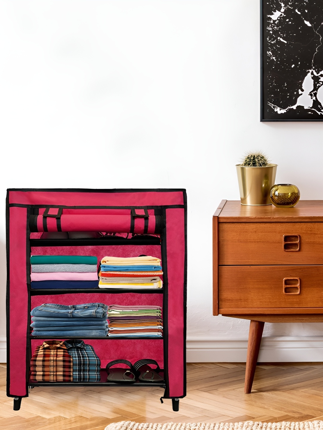 

Urban Choice Pink Metal 4-Layer Collapsible Wardrobe