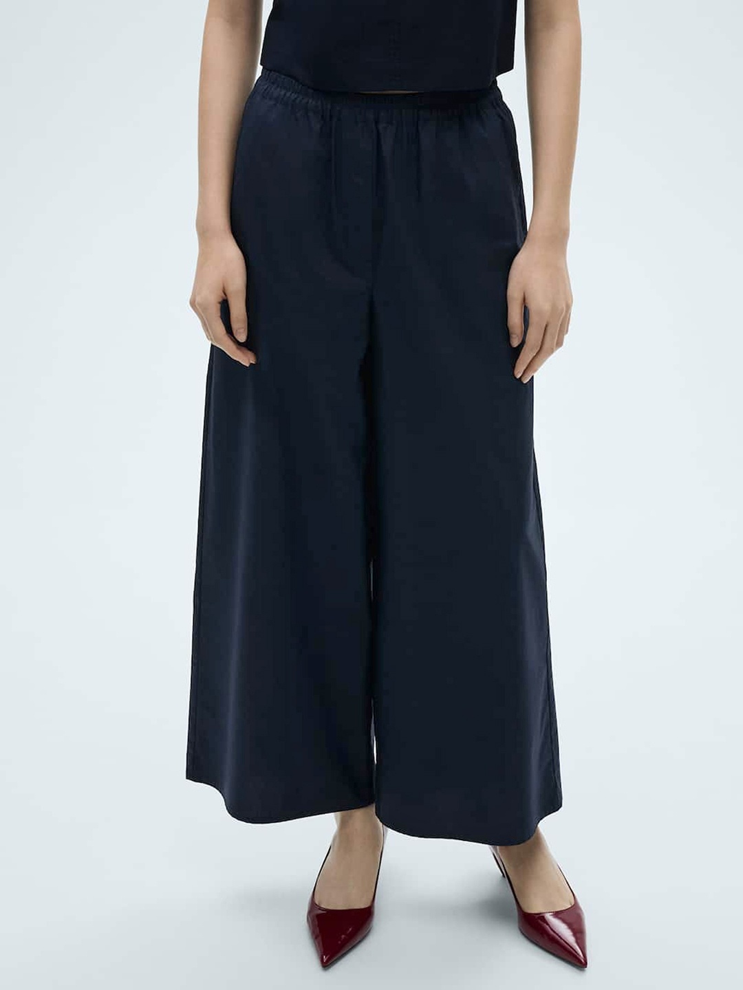 

MANGO Women Pure Cotton Culottes, Navy blue