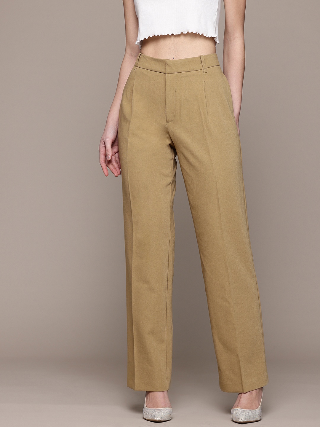 

MANGO Women Trousers, Khaki