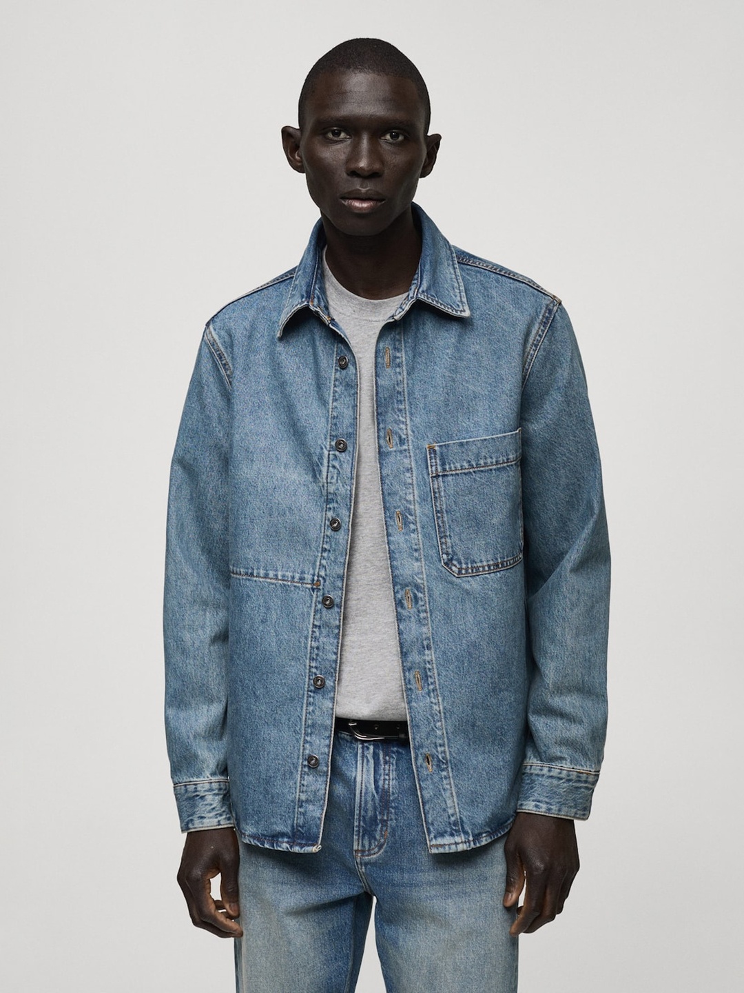 

MANGO MAN Pure Cotton Denim Jacket, Navy blue