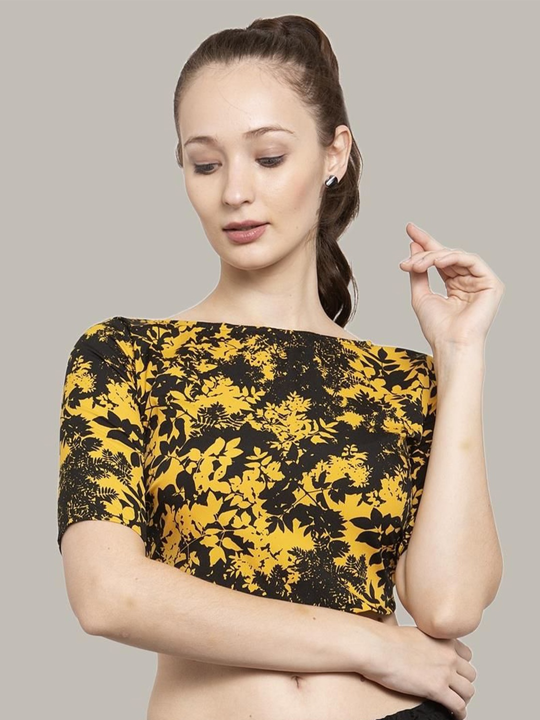 

J Style Print Crepe Top, Yellow